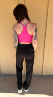 Pink Ribbed Sports Bra