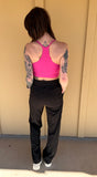 Pink Ribbed Sports Bra