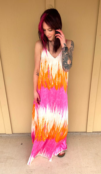 Ombré Satin Maxi Dress