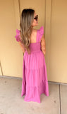 Pink Ruffle Sleeve Dress
