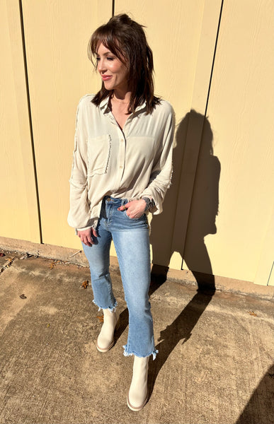 Cream Oversized Button-Up