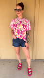 Pink Floral Puff Sleeve Top