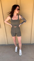 Ribbed Smoky Olive Sports Bra