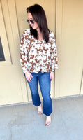 Cream/Brown Floral Top