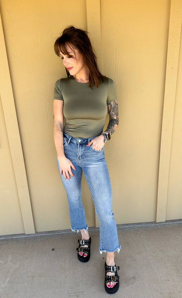 Sage Cap-Sleeve Thong Bodysuit