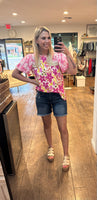 Pink Floral Puff Sleeve Top