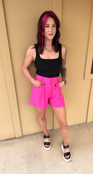 Hot Pink High Waisted Shorts