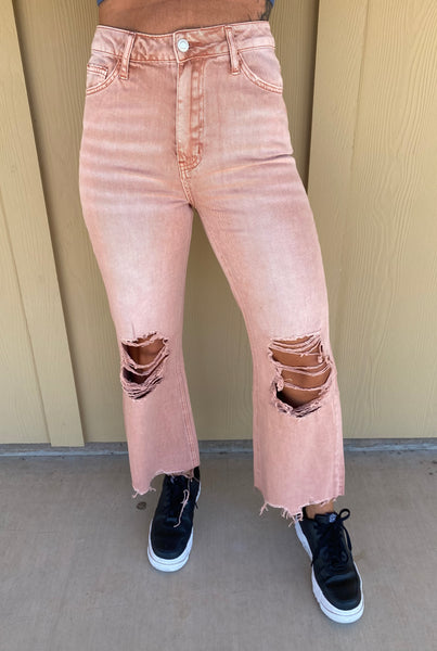 Salmon Distressed Jeans