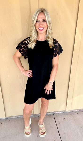 Black Polka Dot Sleeve Dress