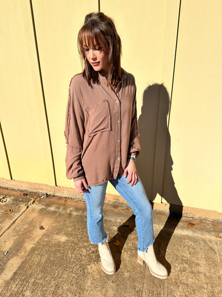 Brown Oversized Button-Up
