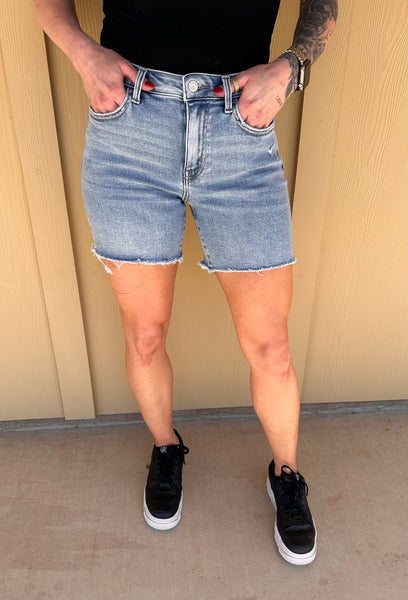 Vervet Loretta Denim Midi Shorts