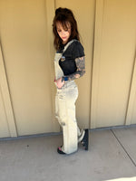 Khaki Distressed Over-Alls