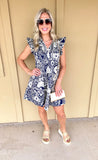Navy/White Floral Dress