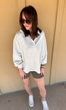 Grey Snap-Neck Pullover