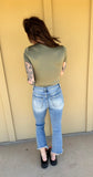 Sage Cap-Sleeve Thong Bodysuit
