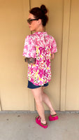 Pink Floral Puff Sleeve Top