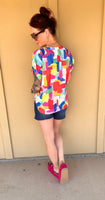 Painted Multi Color Button-Up