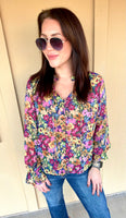 Multi Color Floral Sheer Top