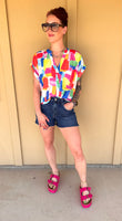 Painted Multi Color Button-Up