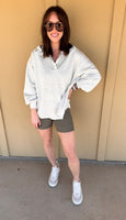 Grey Snap-Neck Pullover