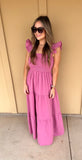 Pink Ruffle Sleeve Dress