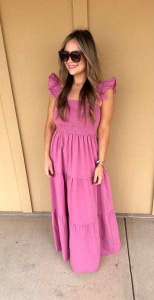 Pink Ruffle Sleeve Dress