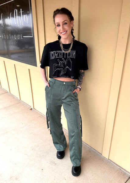 Satin Cargo Pants