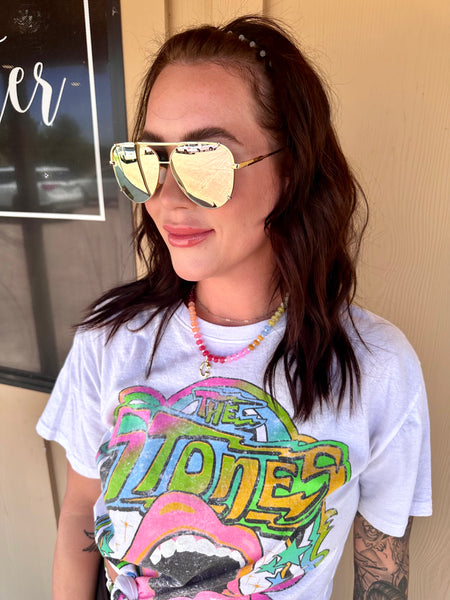 Shay in Gold Sunglasses