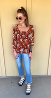 Rust Floral Blouse