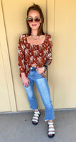 Rust Floral Blouse