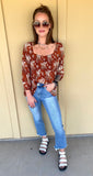 Rust Floral Blouse