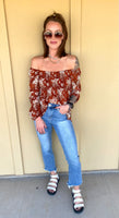 Rust Floral Blouse