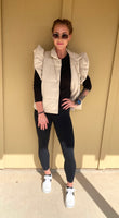 Taupe Flutter Sleeve Puffer Vest