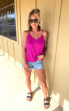Fuscia Satin Tank
