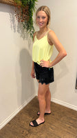 Neon Yellow Satin Tank