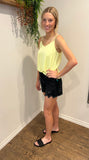 Neon Yellow Satin Tank