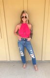 Pink Halter Neck Top
