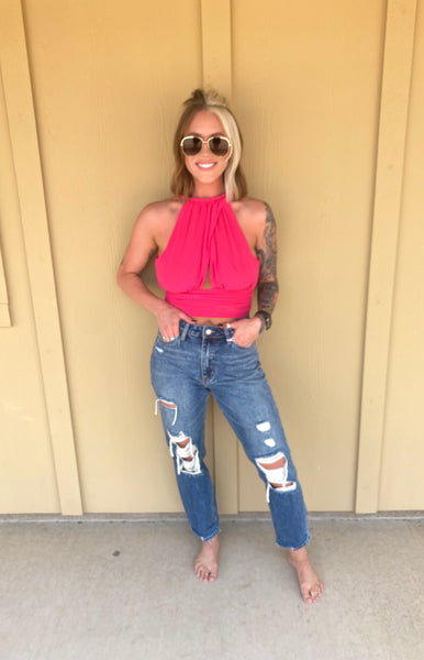 Pink Halter Neck Top