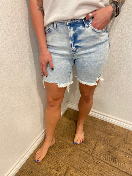 Mid Length Denim Shorts