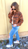 Rust Cropped Plaid Jacket