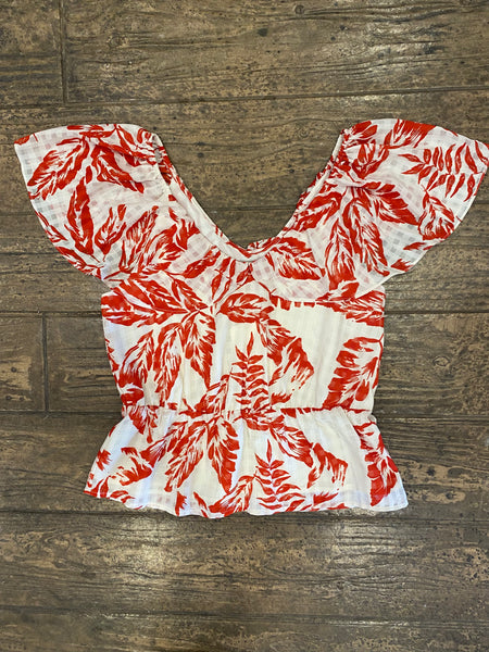 Red/White Floral Top